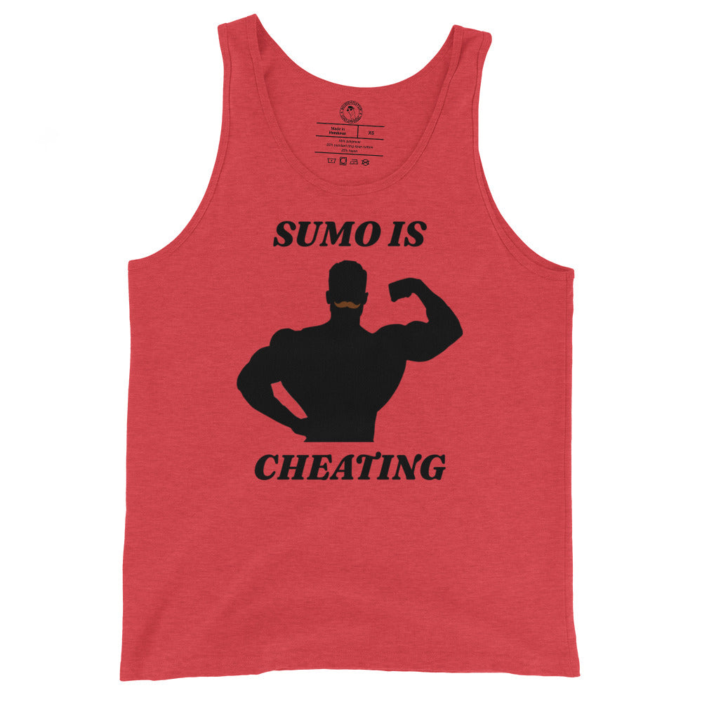 CBum Sumo is Cheating Tank Top in Red Triblend