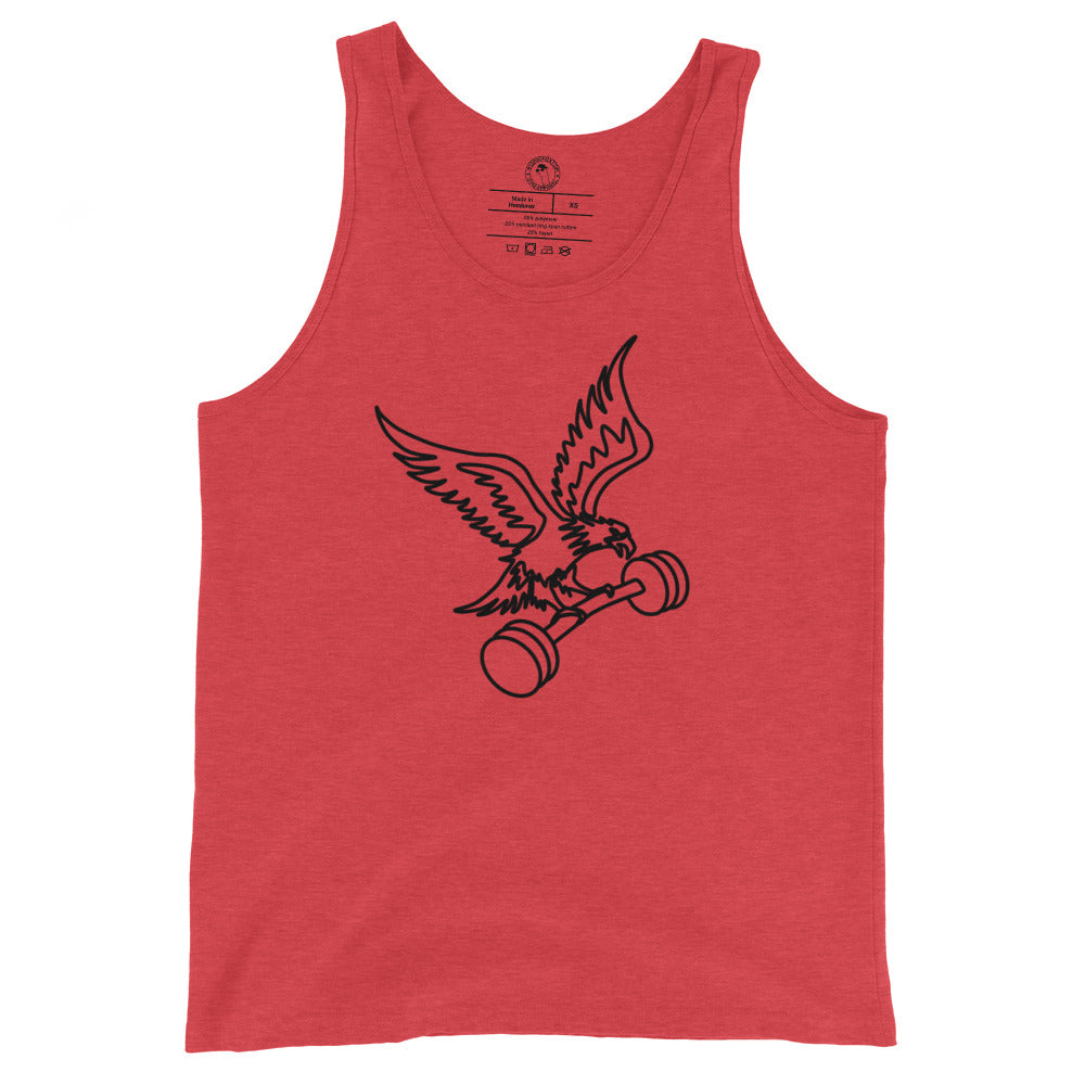 Men's Barbell Eagle Tank Top in Red Triblend