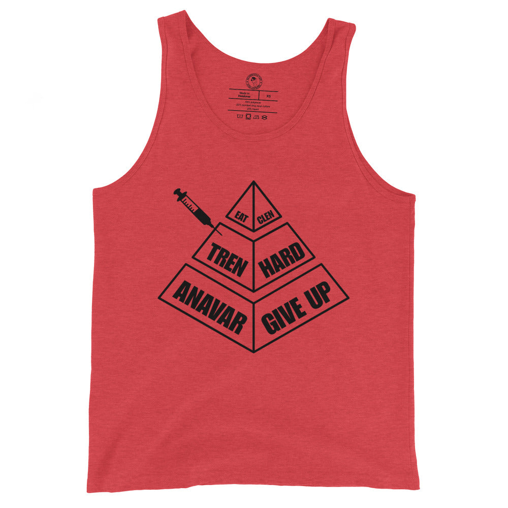 Eat Clen Tren Hard Anavar Give Up Tank Top in Red Triblend