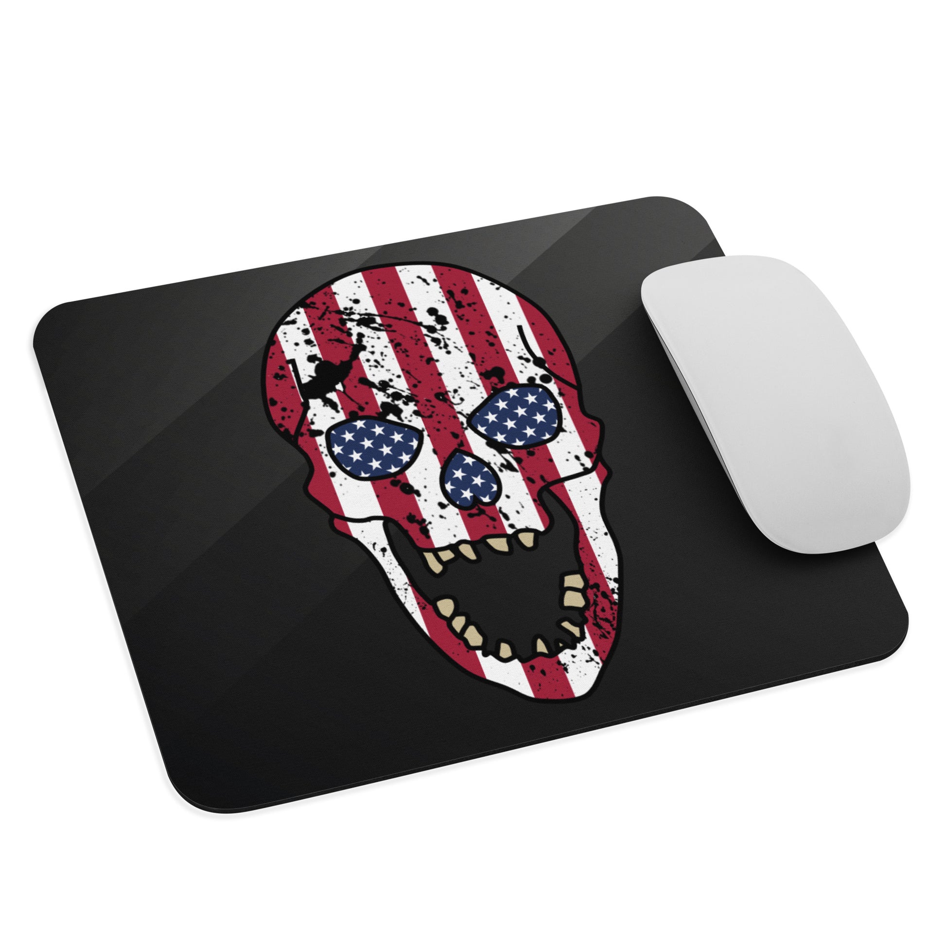 USA Skull Flat Clicker Mousepad - With Mouse