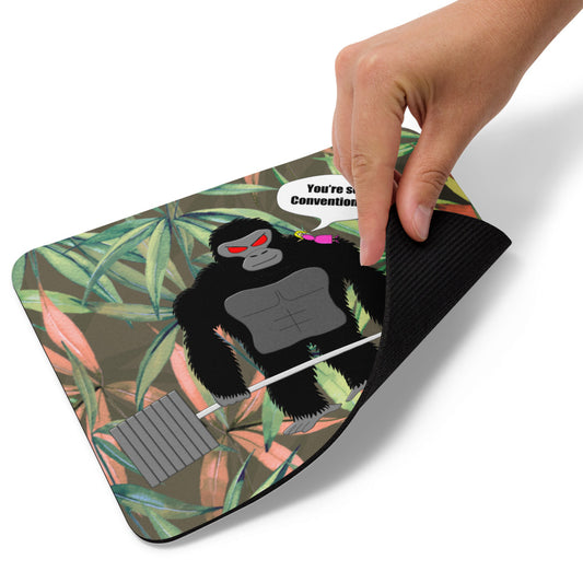 Conventional Deadlift Ape and Woman Mouse Pad Folding Up
