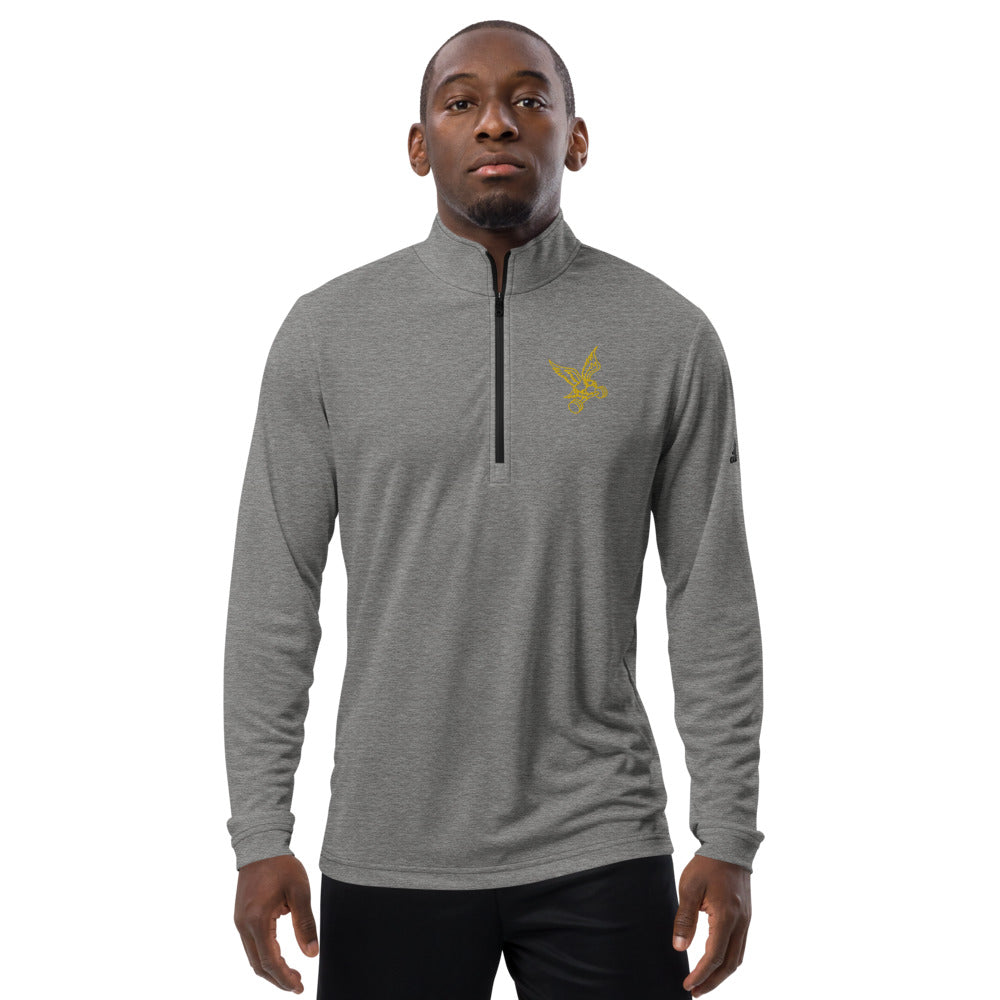 adidas Barbell Eagle Quarter-Zip Lifting Pullover in Black Heather - Front