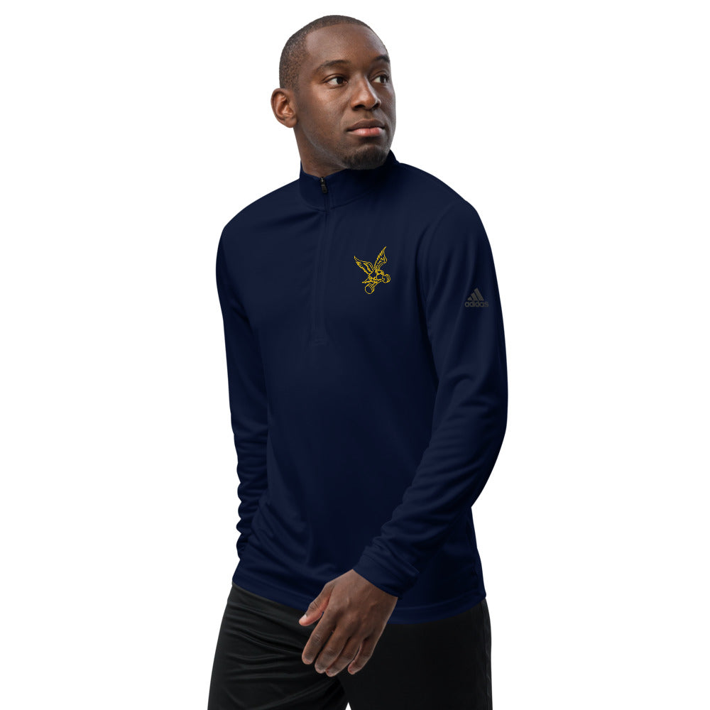 adidas Barbell Eagle Quarter-Zip Lifting Pullover in Collegiate Navy - Left Front
