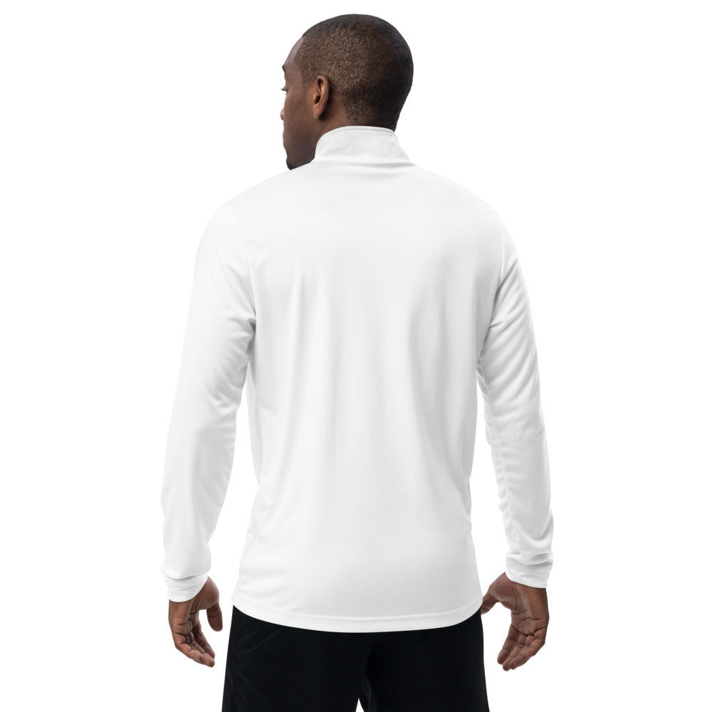 adidas Barbell Eagle Quarter-Zip Lifting Pullover in White - Back