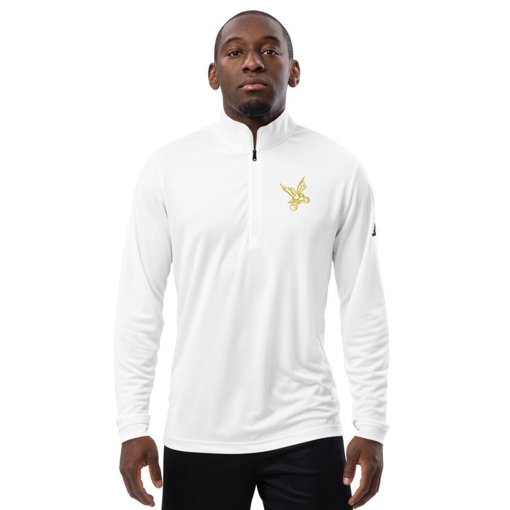 adidas Barbell Eagle Quarter-Zip Lifting Pullover in White - Front