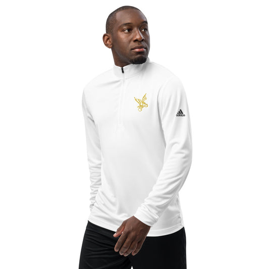 adidas Barbell Eagle Quarter-Zip Lifting Pullover in White - Left Front