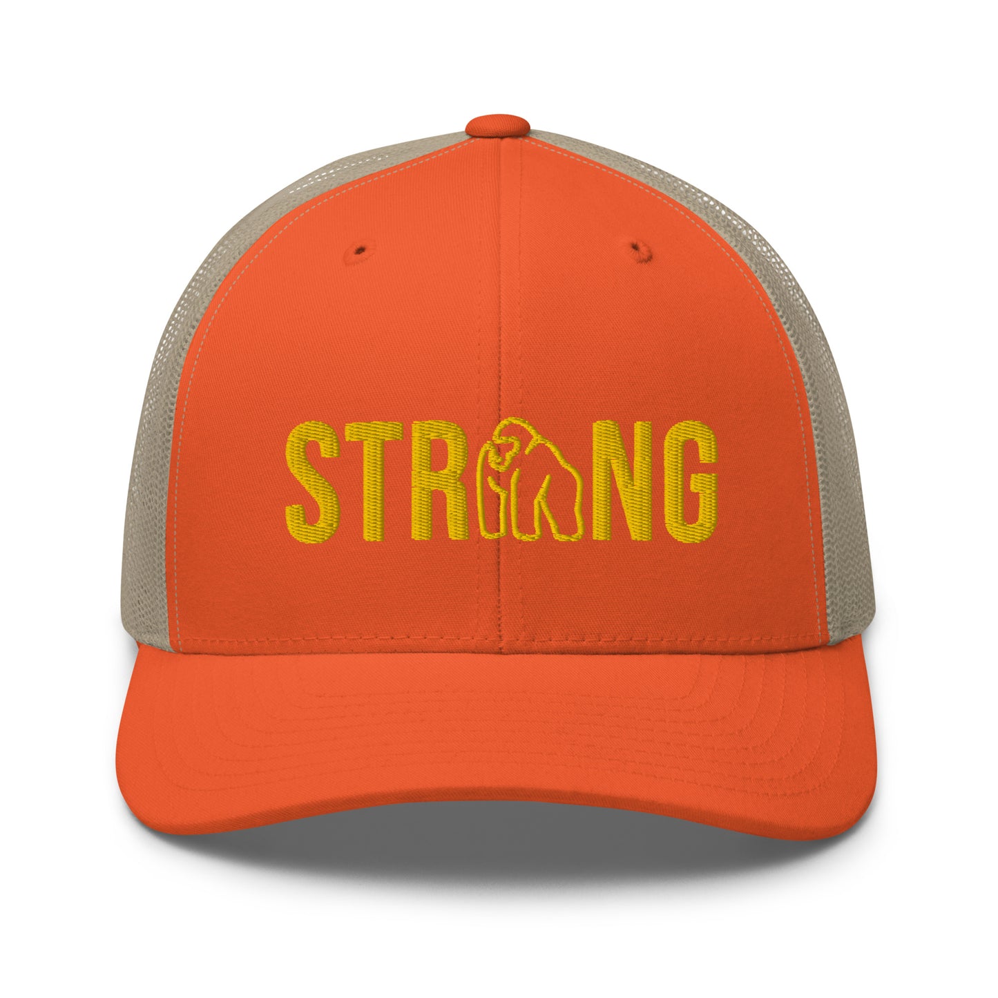 Ape Strong Hat with Gold Embroidery in Rustic Orange and Khaki