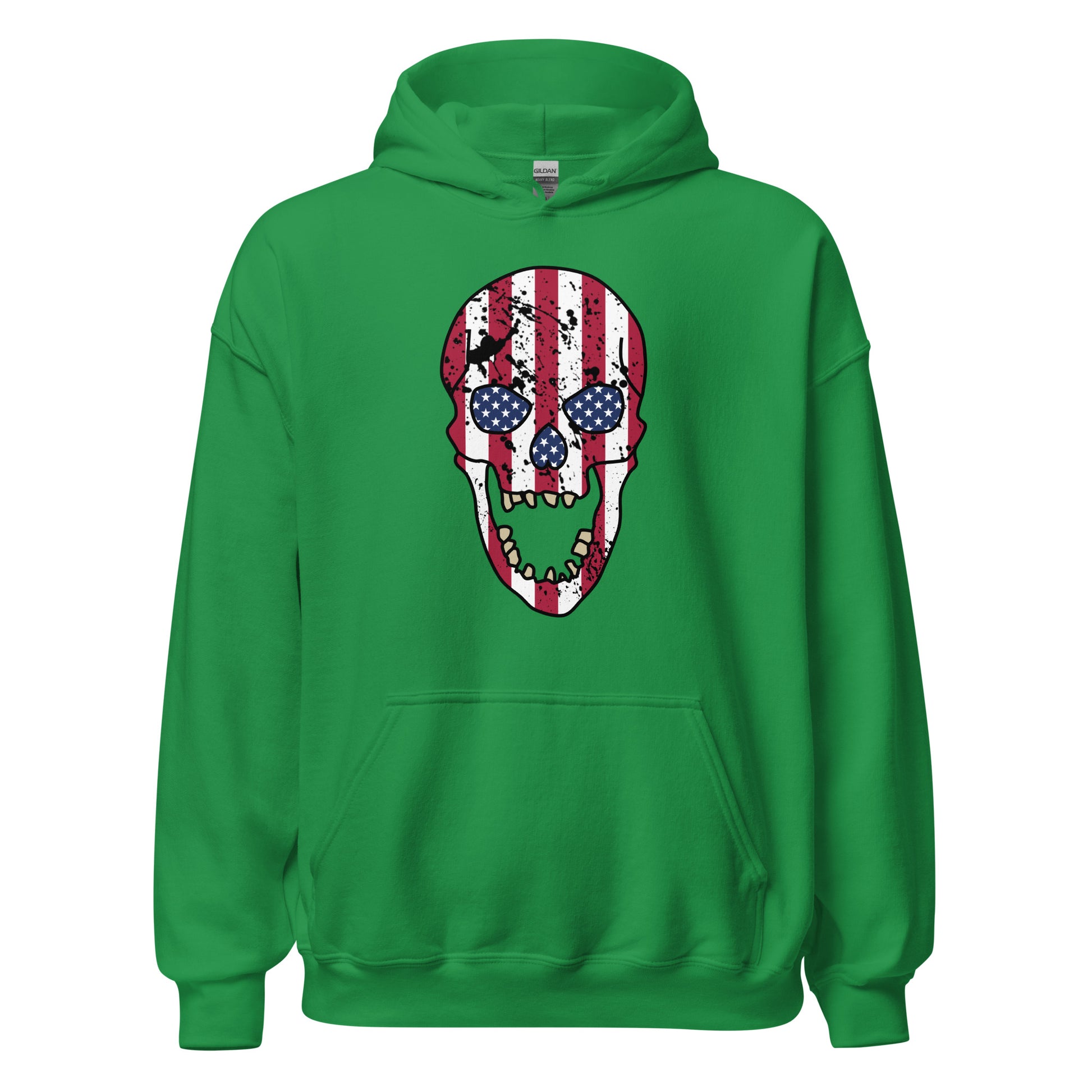 USA Skull Hoodie in Irish Green