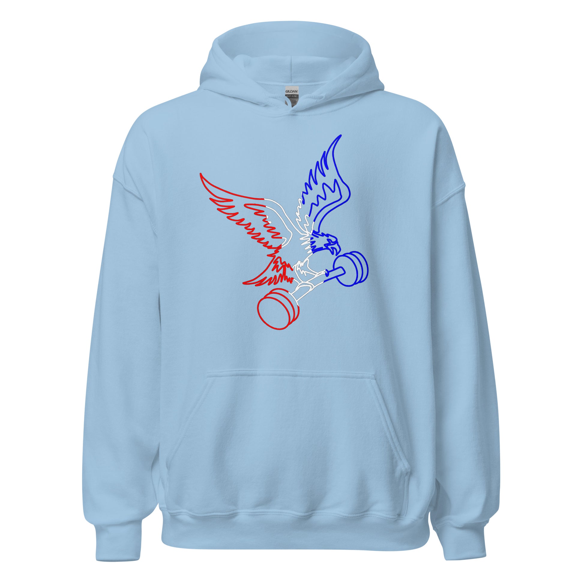Barbell Eagle Hoodie in Light Blue