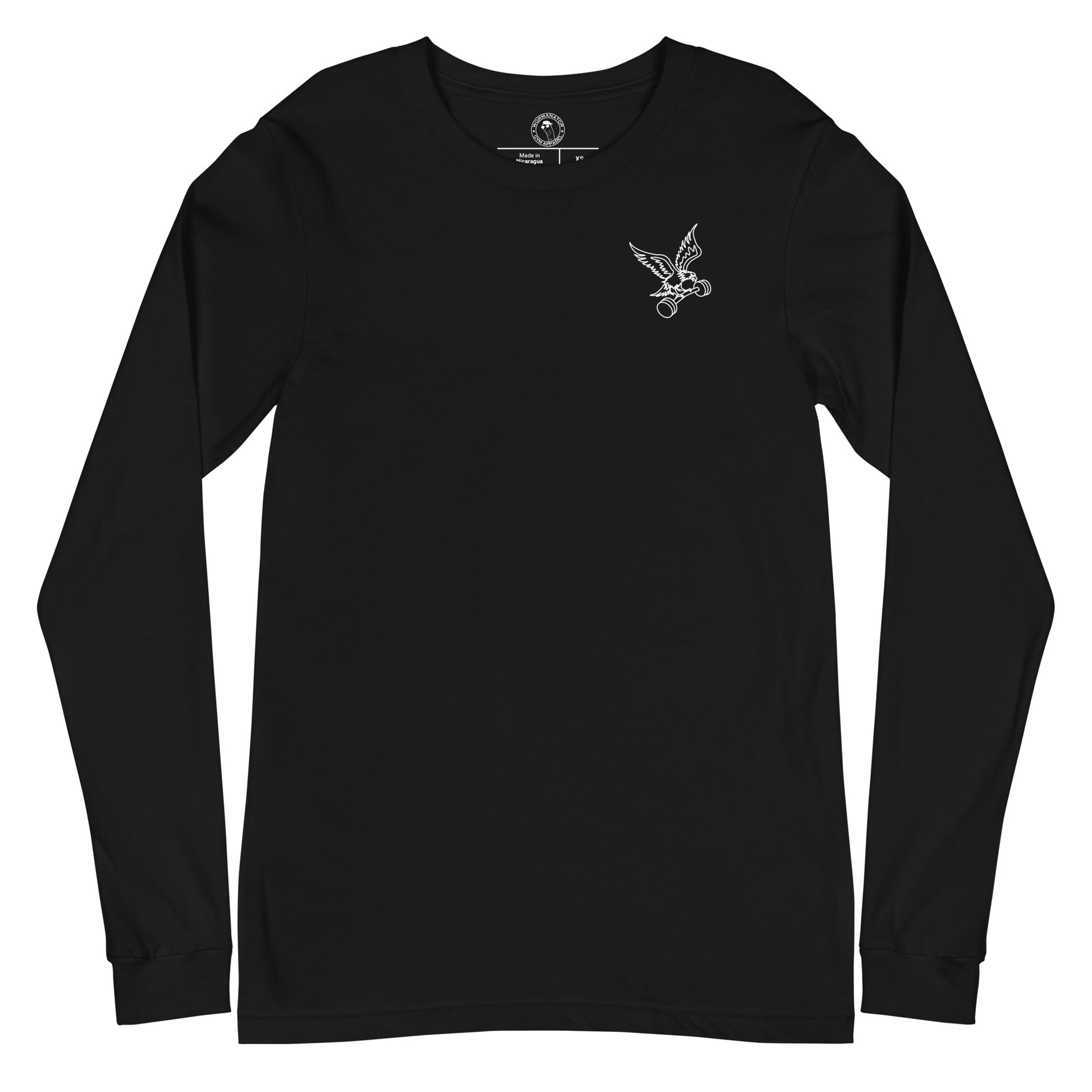 Unisex Barbell Eagle Long Sleeve Shirt in Black
