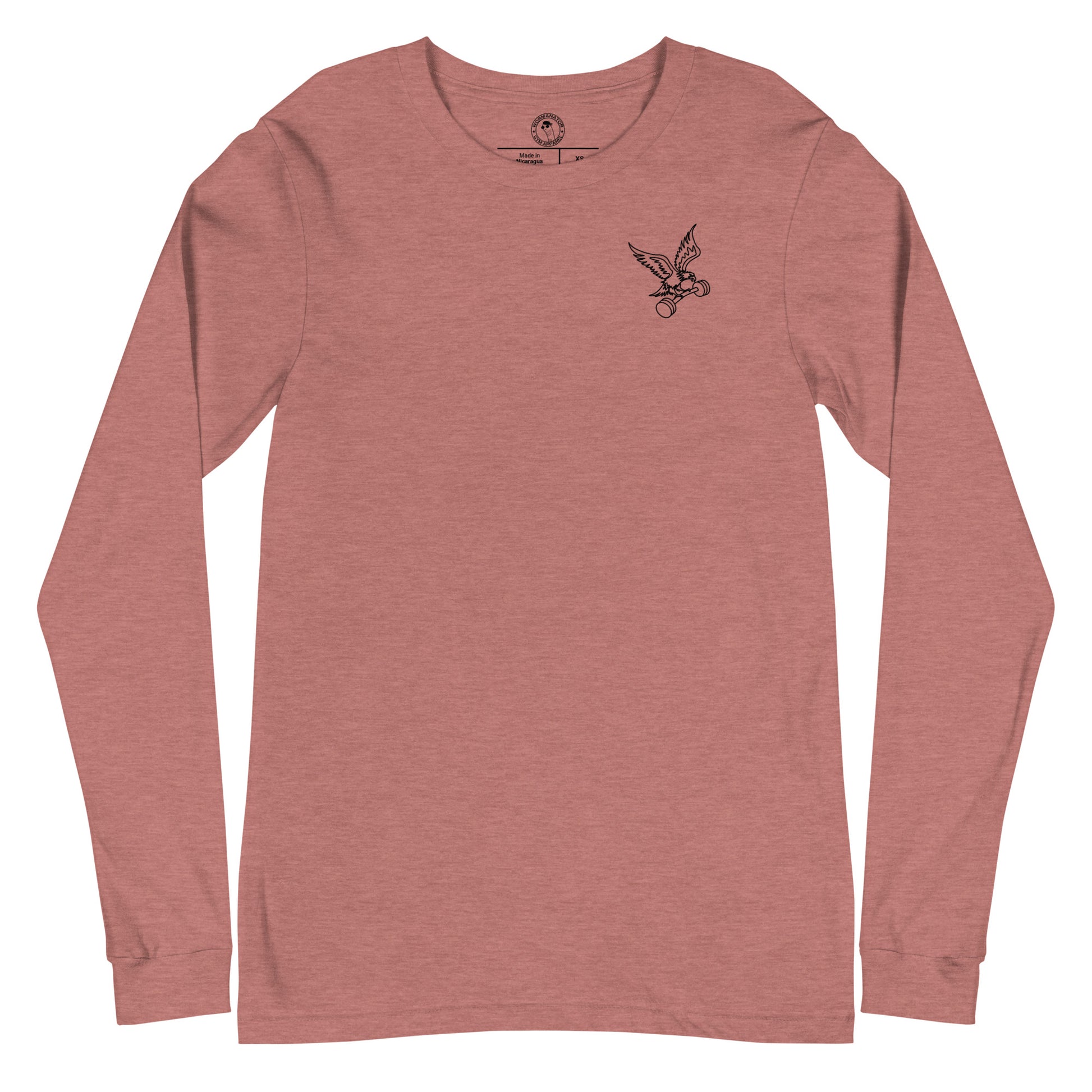 Unisex Barbell Eagle Long Sleeve Shirt in Heather Mauve