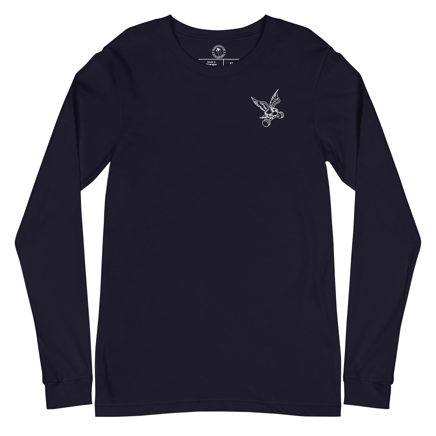 Unisex Barbell Eagle Long Sleeve Shirt in Navy