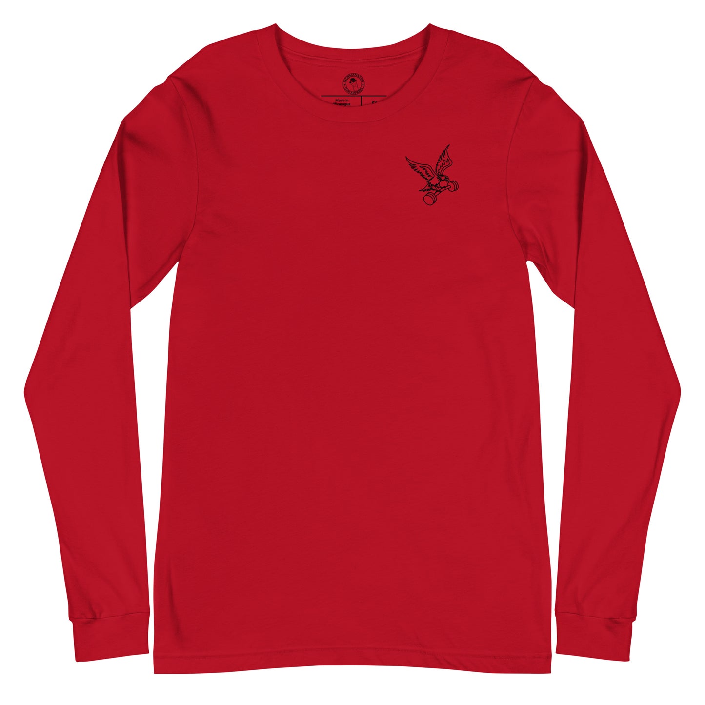 Unisex Barbell Eagle Long Sleeve Shirt in Red
