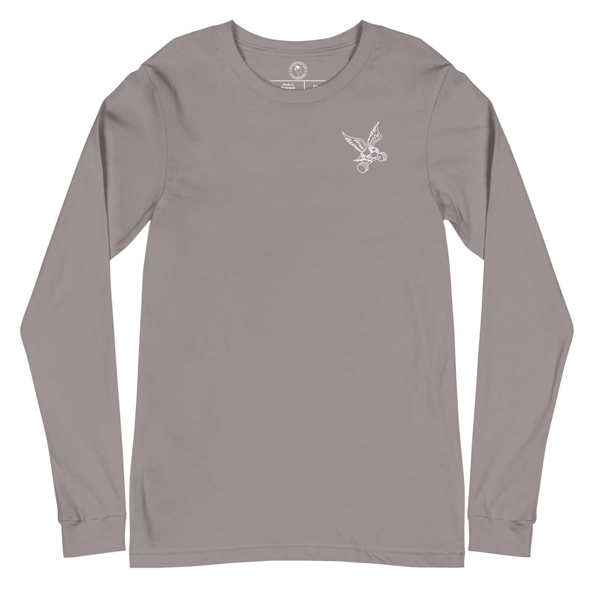 Unisex Barbell Eagle Long Sleeve Shirt in Storm Grey