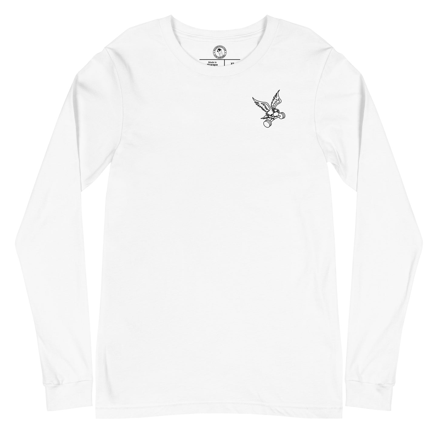 Unisex Barbell Eagle Long Sleeve Shirt in White