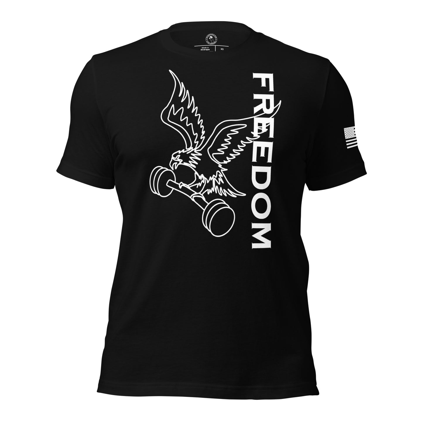 Reversed Freedom Eagle Barbell Shirt in Black