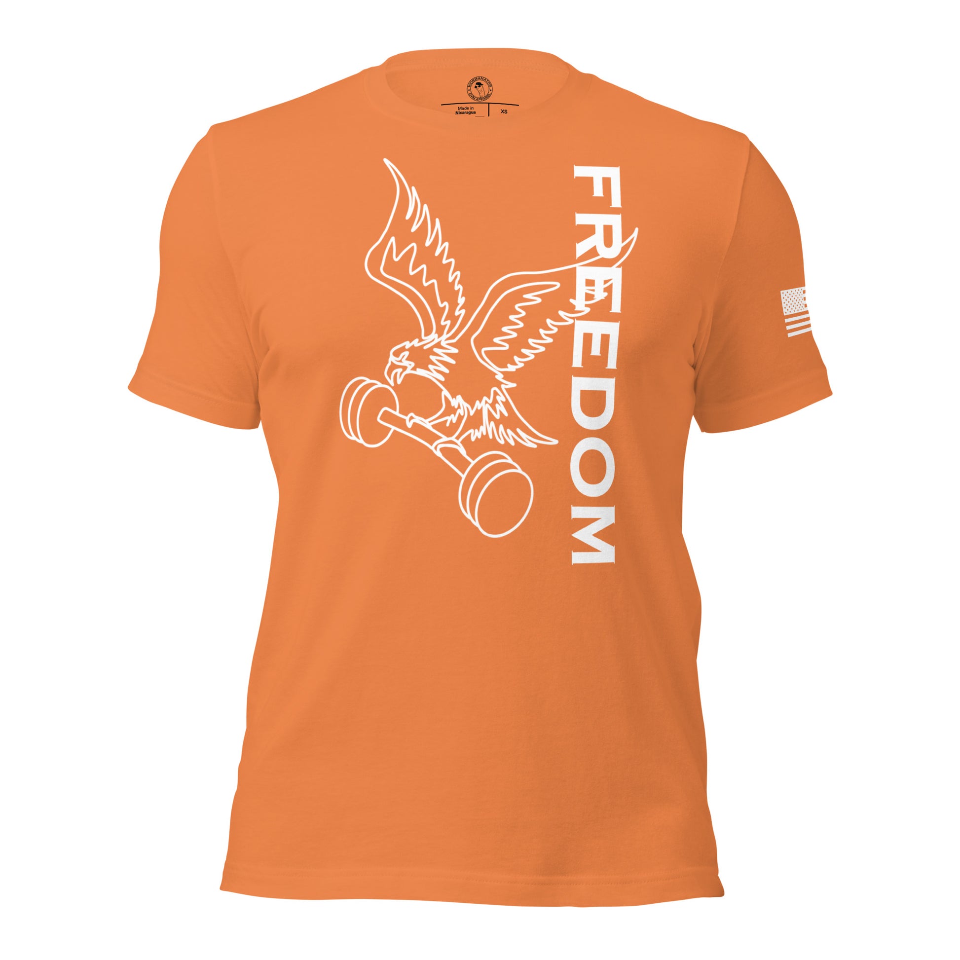 Reversed Freedom Eagle Barbell Shirt in Burnt Orange