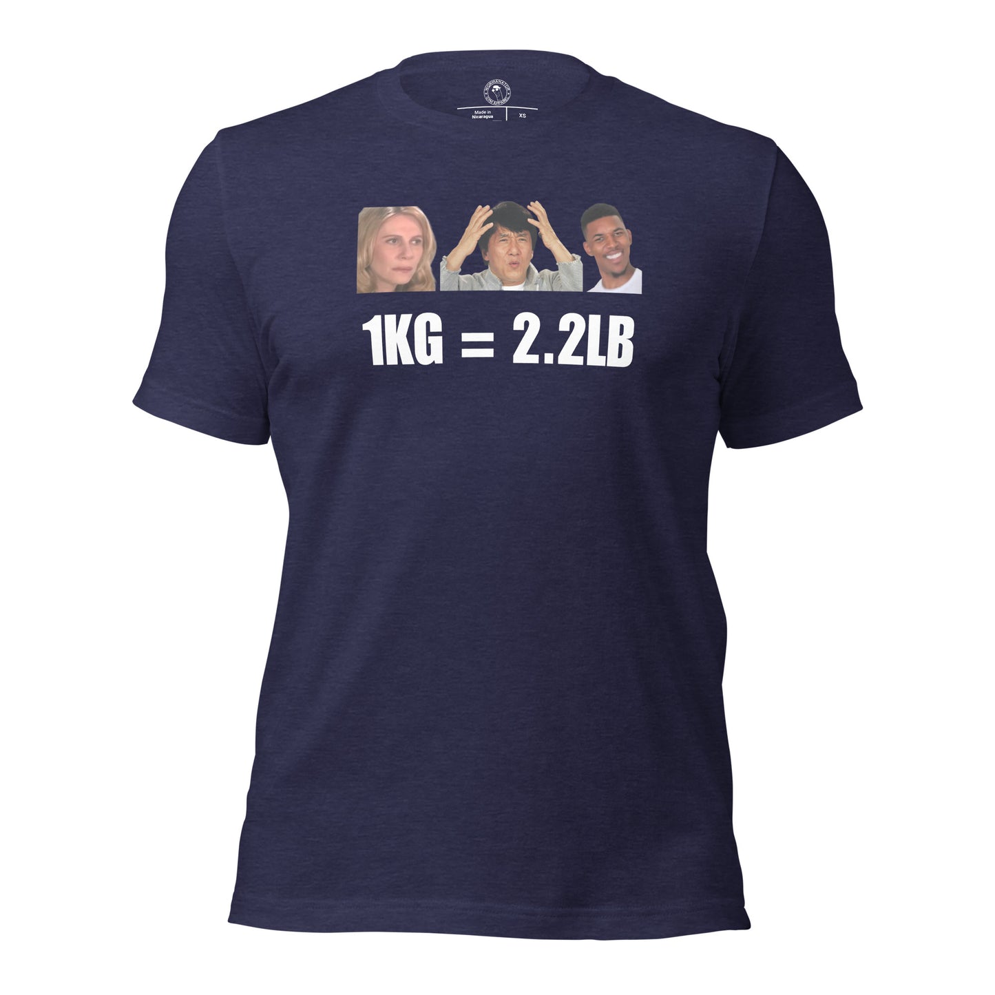 1kg = 2.2lb Powerlifting Conversion Shirt in Heather Midnight Navy