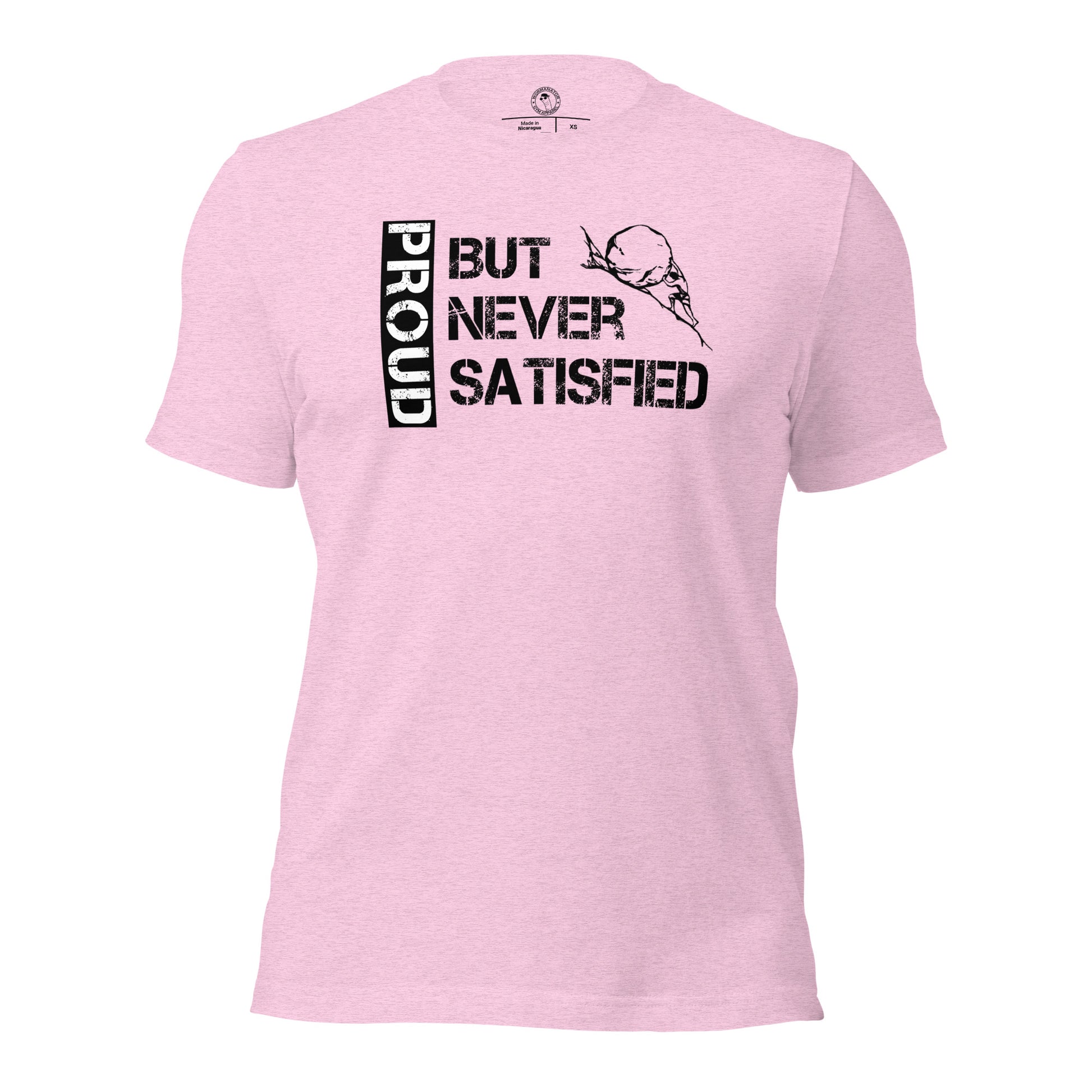 Proud but Never Satisfied Shirt in Heather Prism Lilac