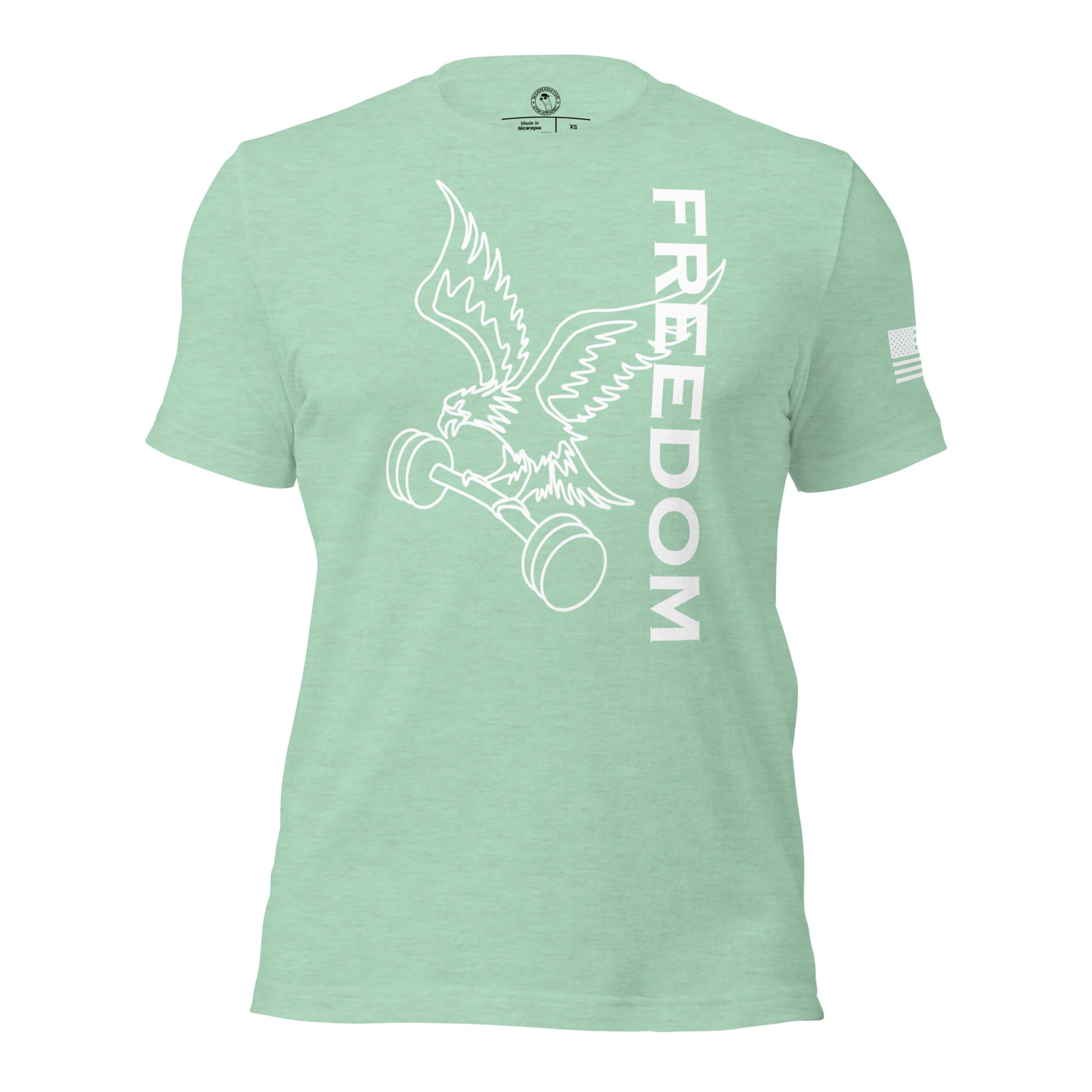 Reversed Freedom Eagle Barbell Shirt in Heather Prism Mint