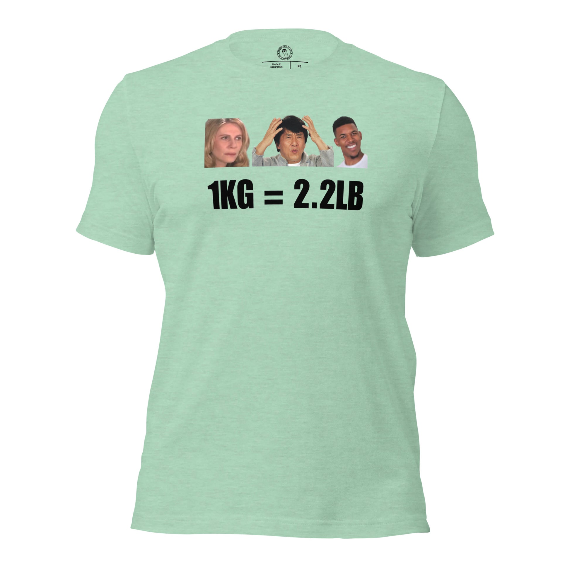 1kg = 2.2lb Powerlifting Conversion Shirt in Heather Prism Mint