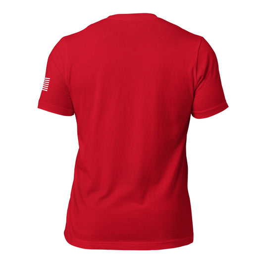 Reversed Freedom Eagle Barbell Shirt in Red - Back