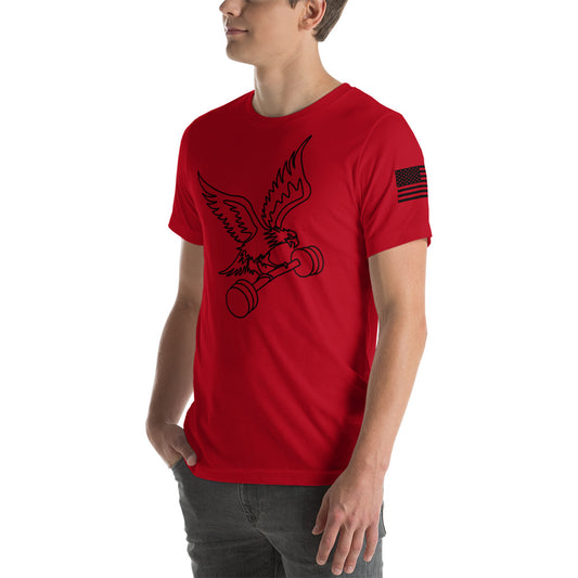 Fitness is Freedom Lifting T-Shirt in Red - Left Front