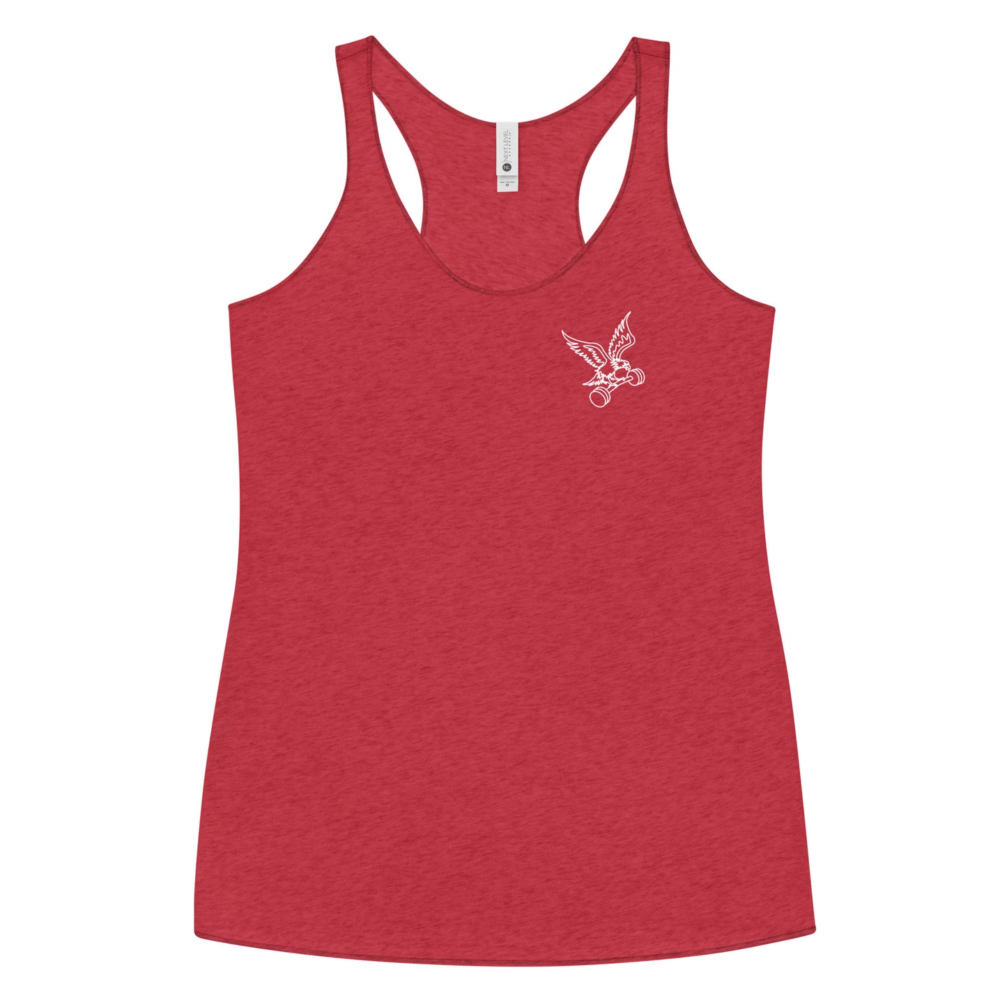 Women's Left-Chest Barbell Eagle Racerback Tank in Vintage Red