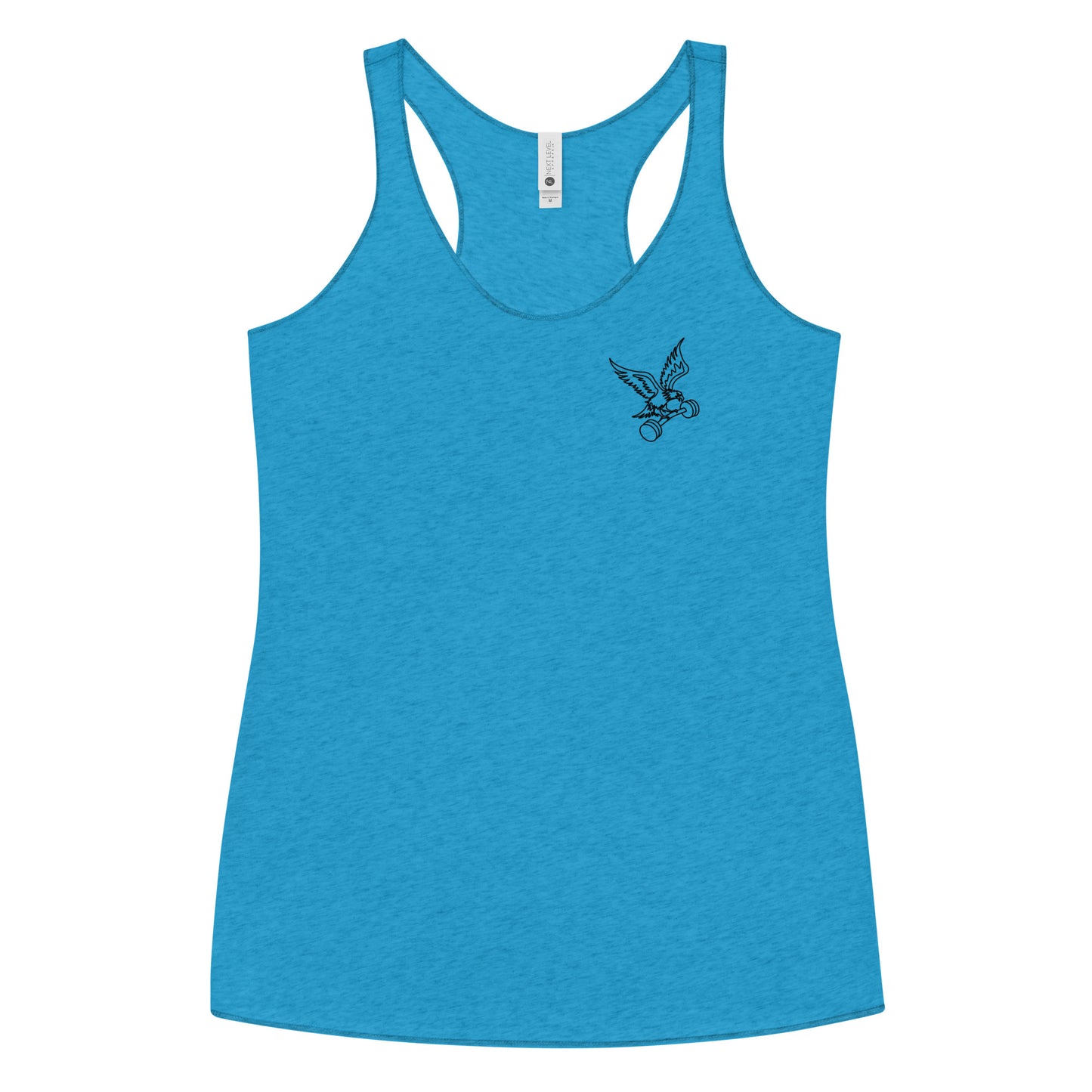 Women's Left-Chest Barbell Eagle Racerback Tank in Vintage Turquoise