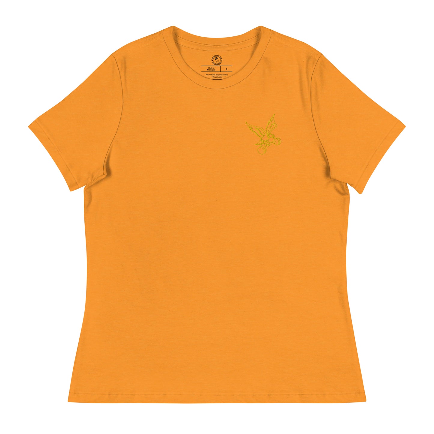 Women's Embroidered Barbell Eagle Shirt in Heather Marmalade