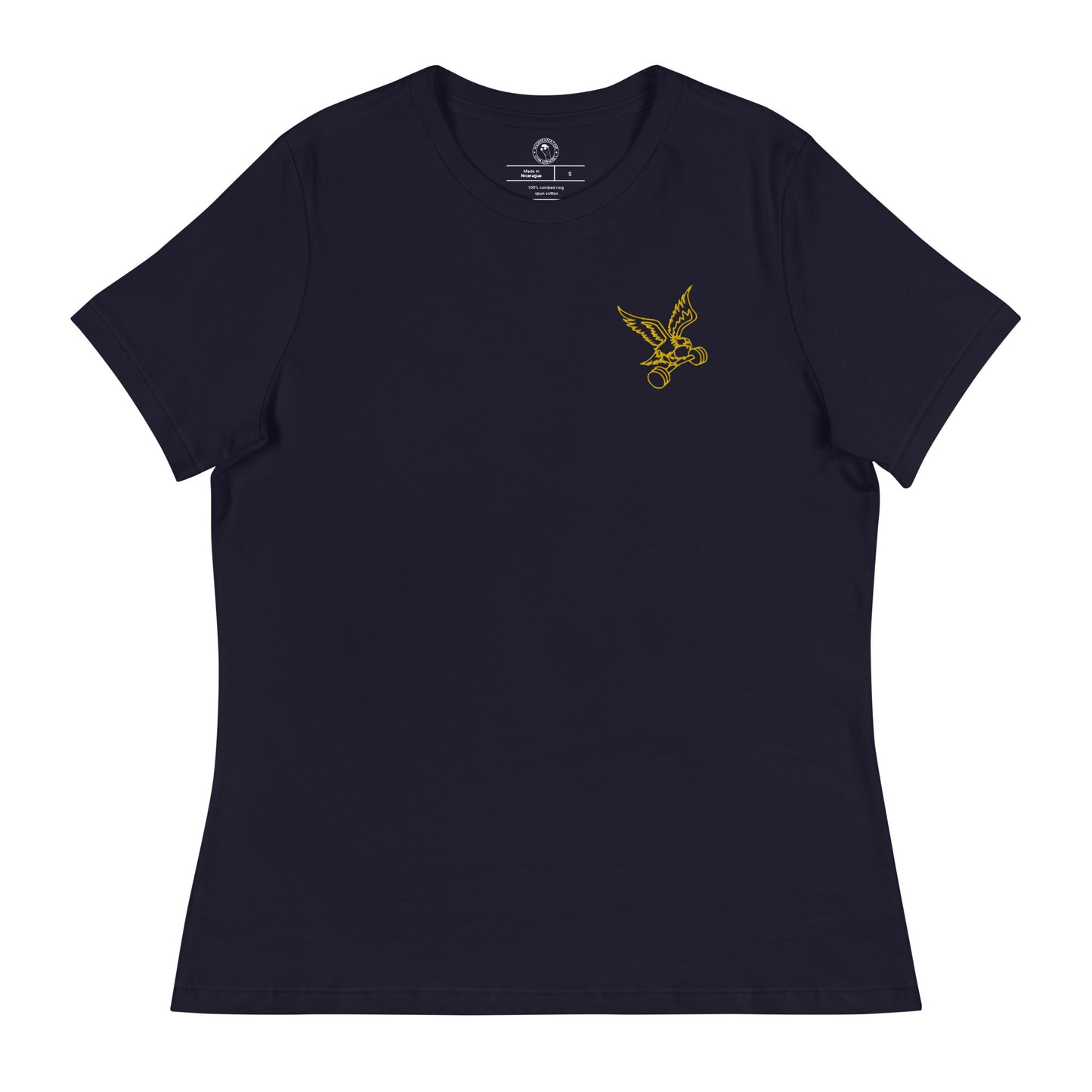 Women's Embroidered Barbell Eagle Shirt in Navy