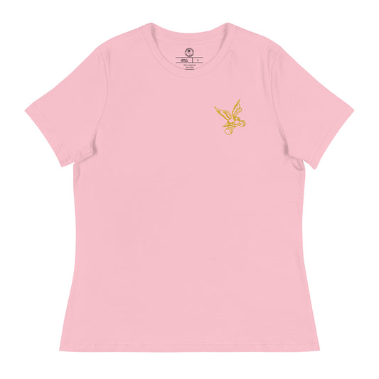 Women's Embroidered Barbell Eagle Shirt in Pink