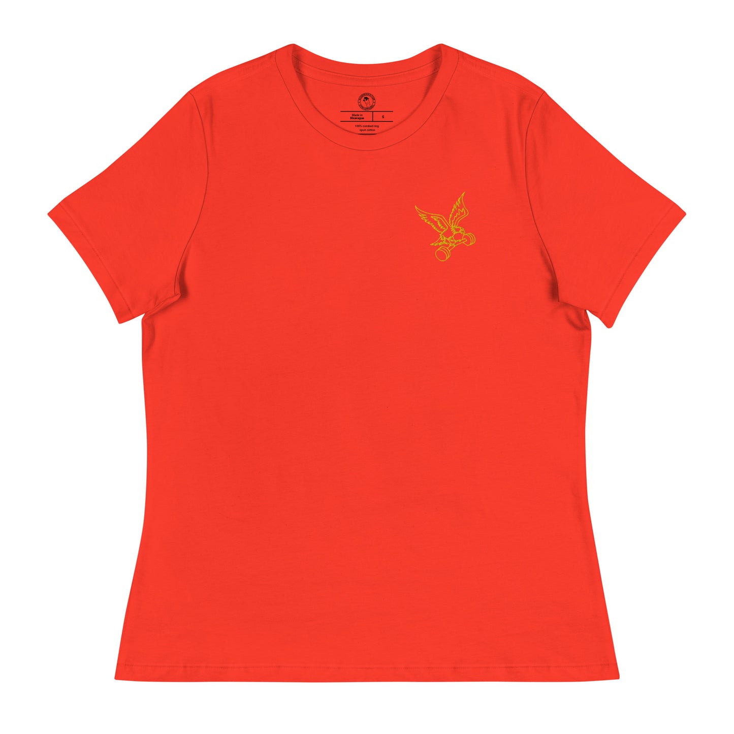 Women's Embroidered Barbell Eagle Shirt in Poppy