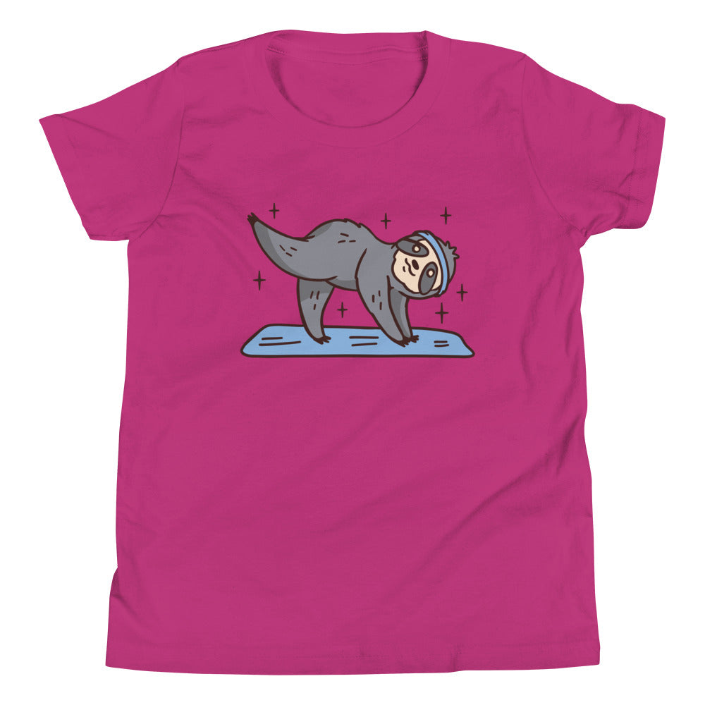 Yoga Sloth Children's T-Shirt in Berry
