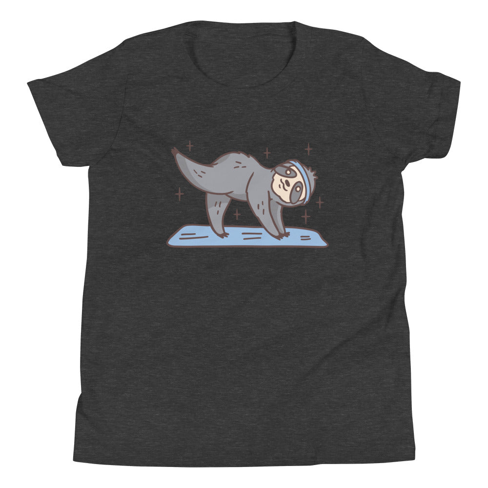 Yoga Sloth Children's T-Shirt in Dark Grey Heather