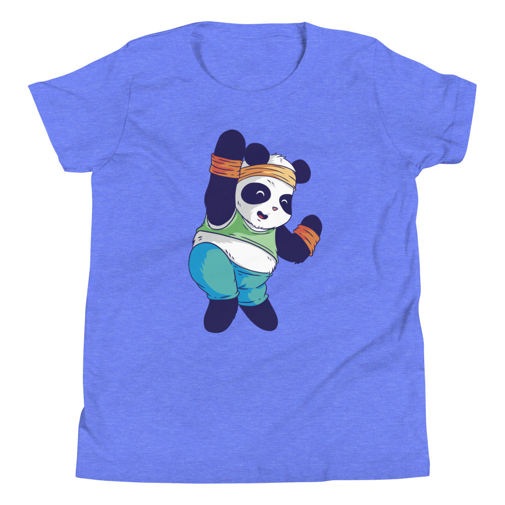 Cardio Panda Children's T-Shirt in Heather Columbia Blue