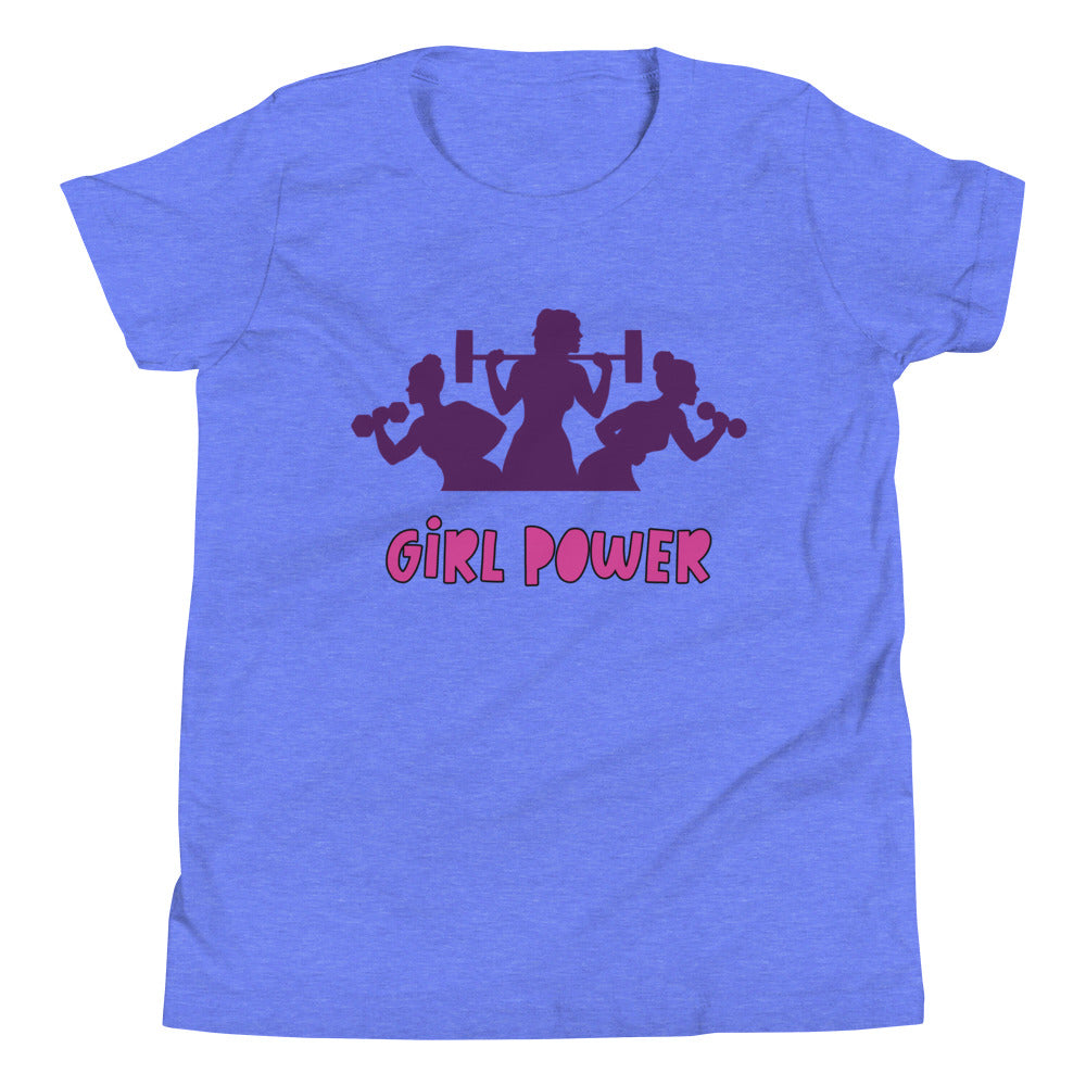 Girl Power Children's T-Shirt in Heather Columbia Blue