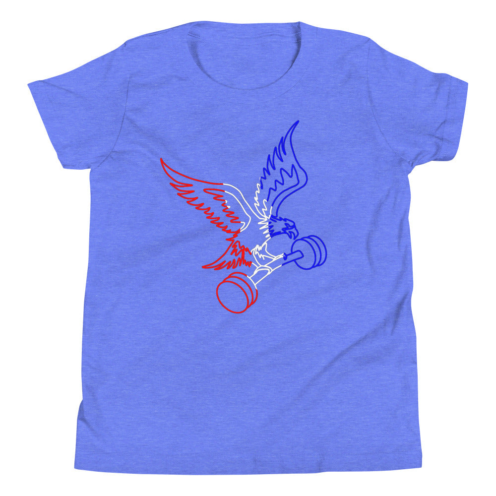 Barbell Eagle Children's T-Shirt in Heather Columbia Blue