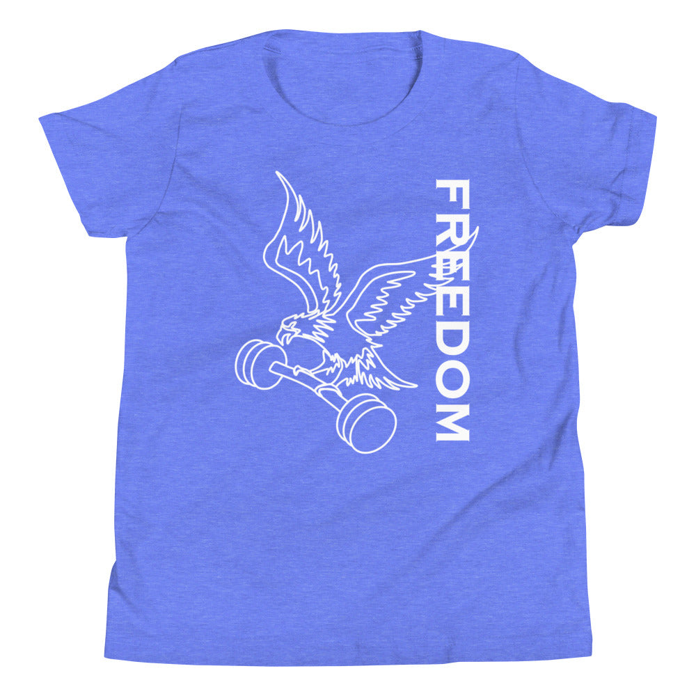Reversed Freedom Eagle Children's T-Shirt in Heather Columbia Blue