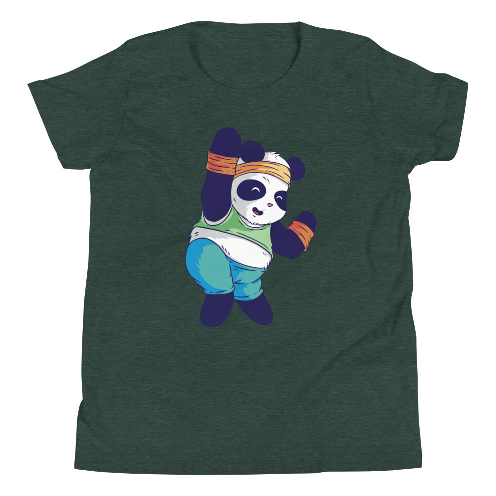 Cardio Panda Children's T-Shirt in Heather Forest