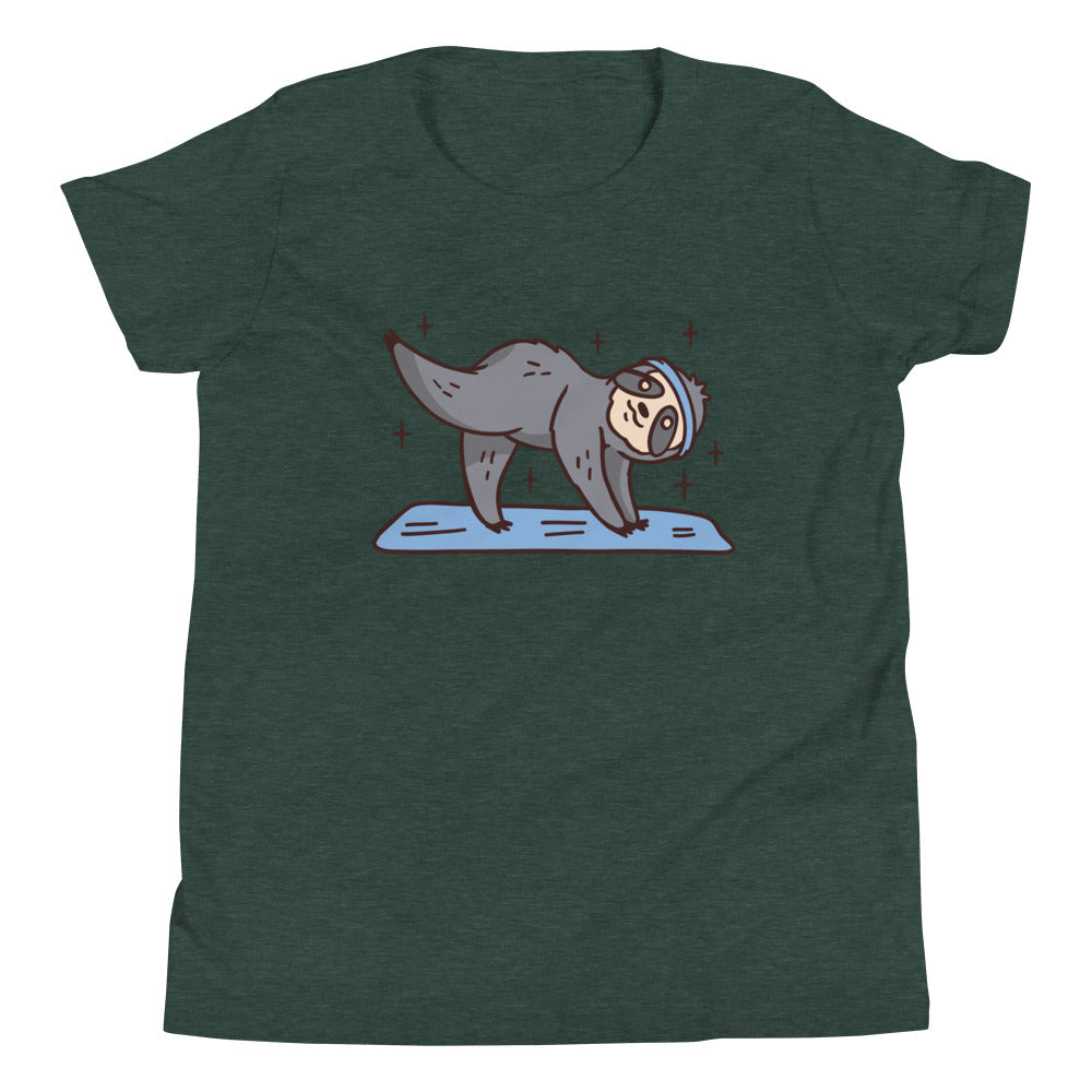 Yoga Sloth Children's T-Shirt in Heather Forest