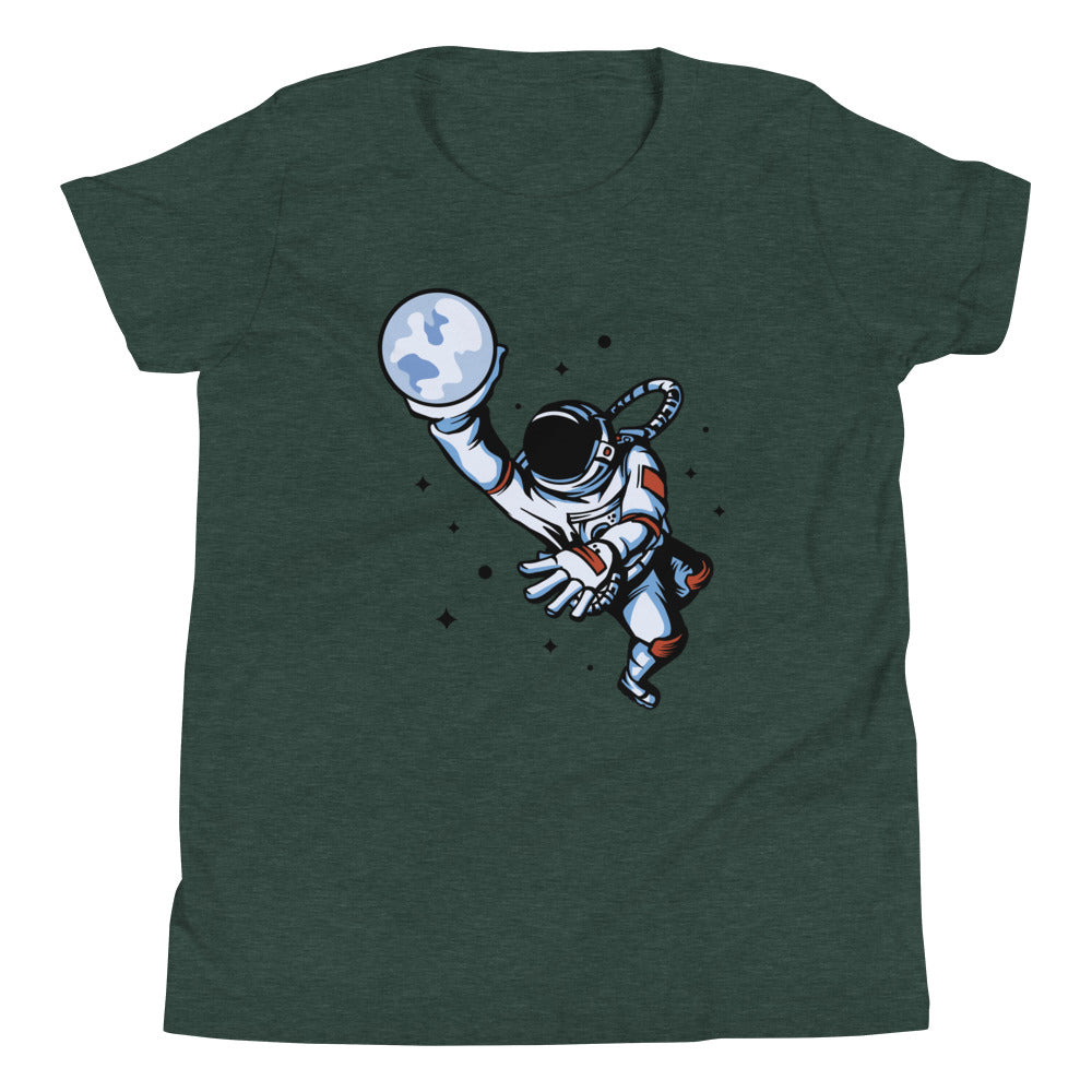 Dunking Astronaut Children's T-Shirt in Heather Forest