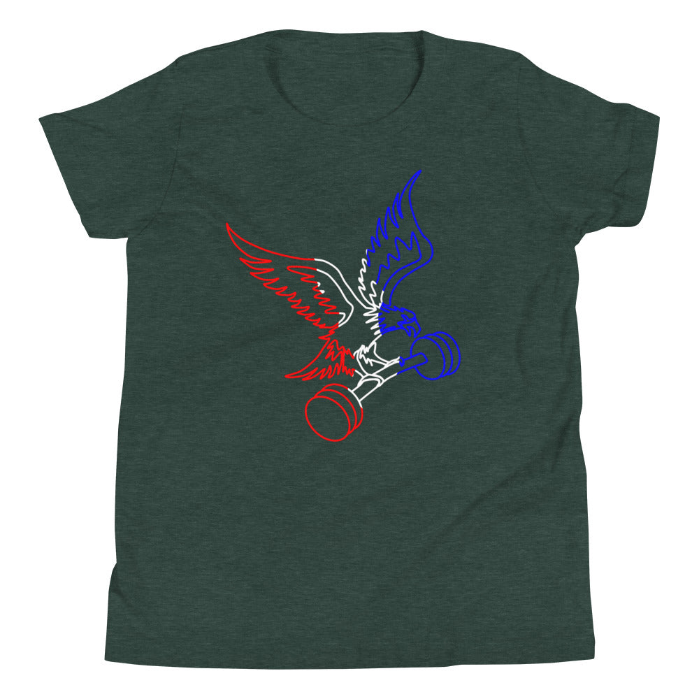 Barbell Eagle Children's T-Shirt in Heather Forest