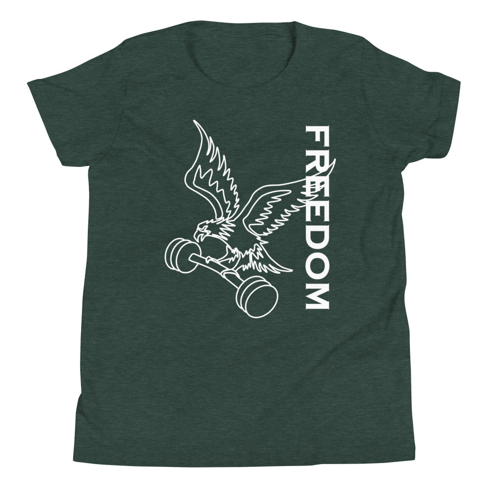 Reversed Freedom Eagle Children's T-Shirt in Heather Forest