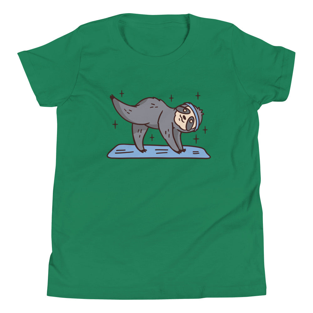 Yoga Sloth Children's T-Shirt in Kelly Green