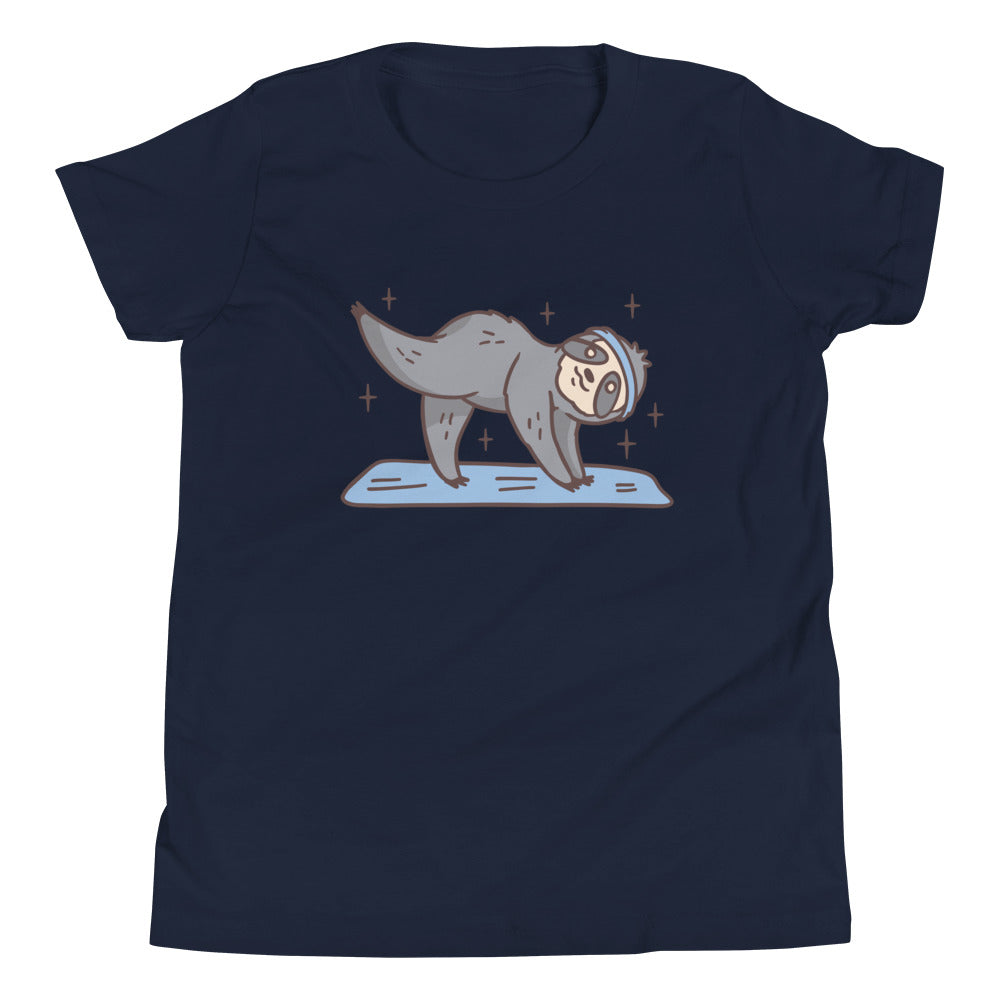 Yoga Sloth Children's T-Shirt in Navy