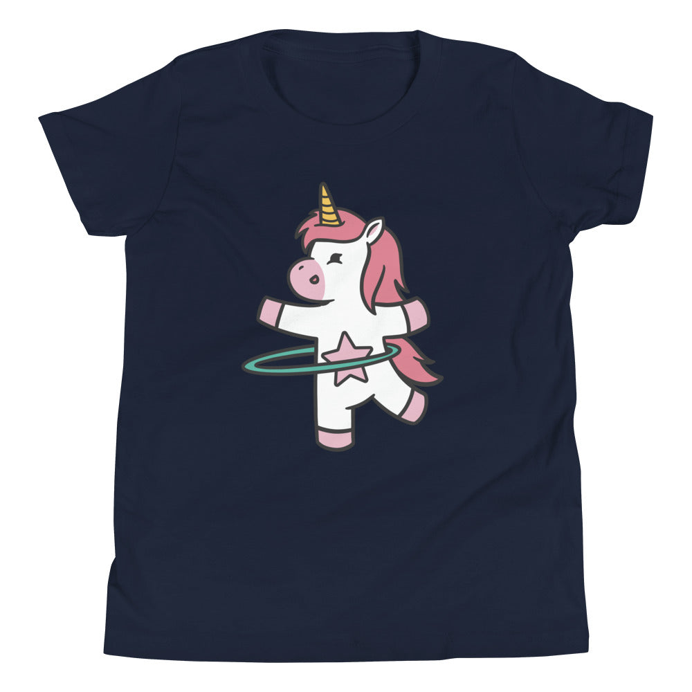 Hula Hooping Unicorn Children's T-Shirt in Navy