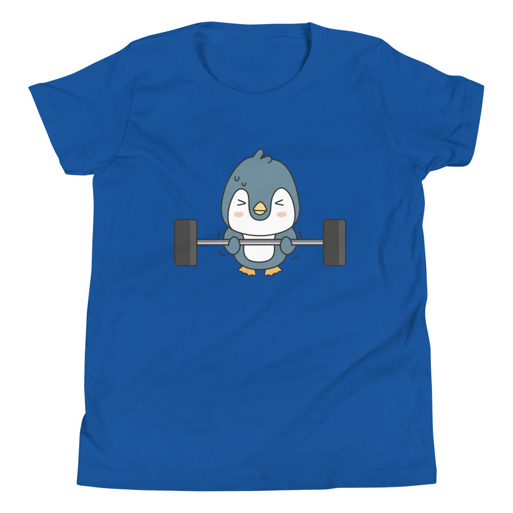 Weightlifting Penguin Children's T-Shirt in True Royal