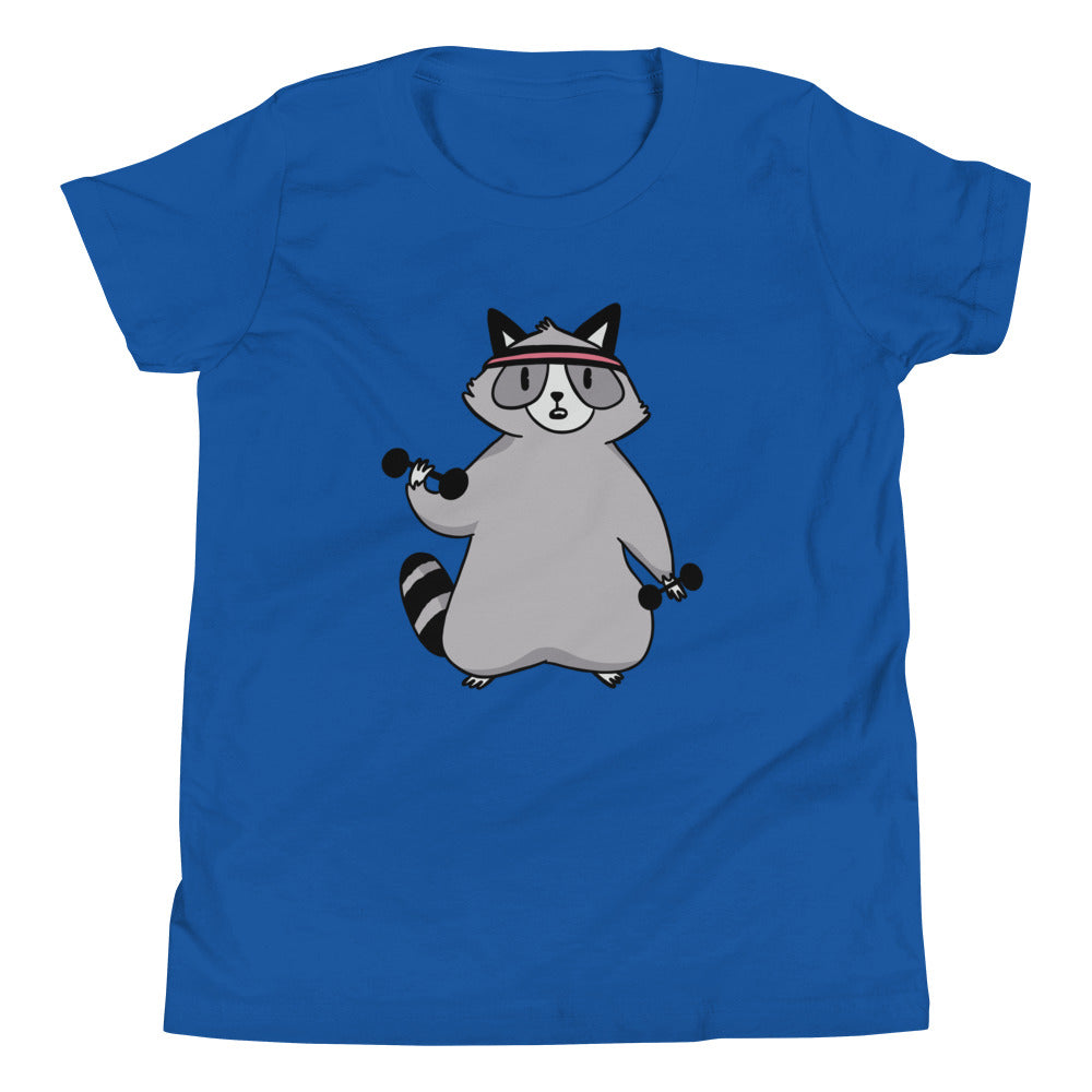 Weightlifting Racoon Children's T-Shirt in True Royal