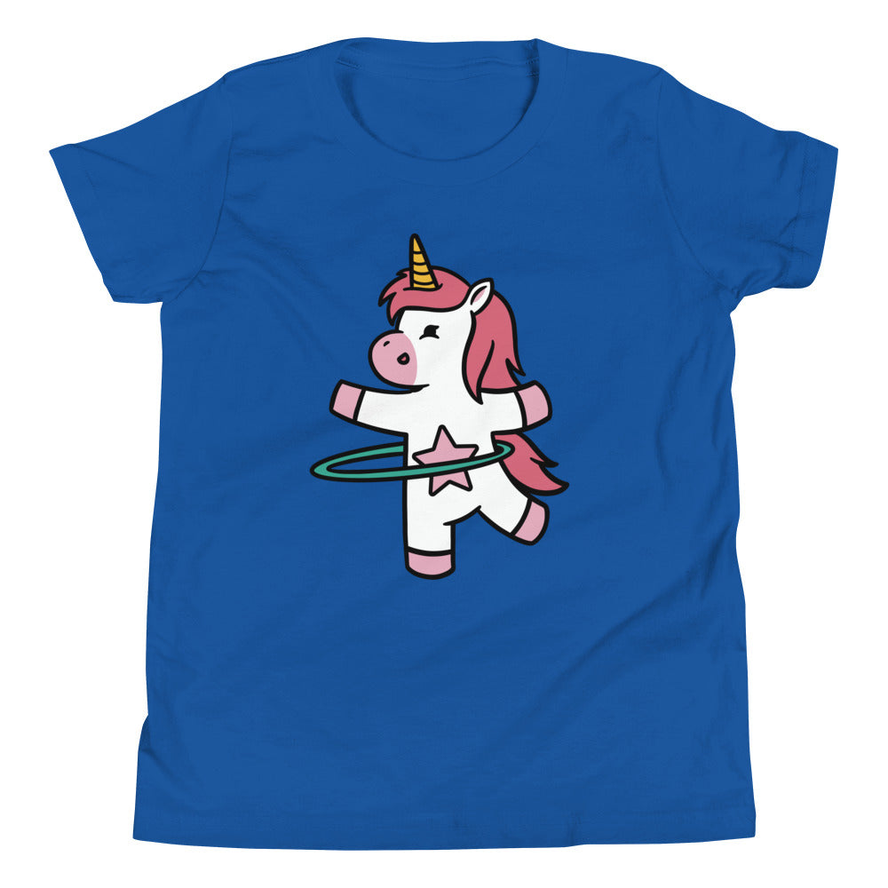 Hula Hooping Unicorn Children's T-Shirt in True Royal